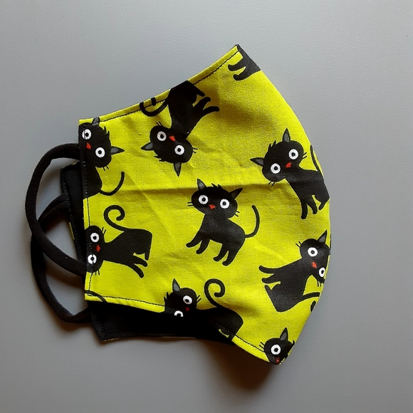 Reversible Halloween Cat Face Mask - Picture 2 of 2